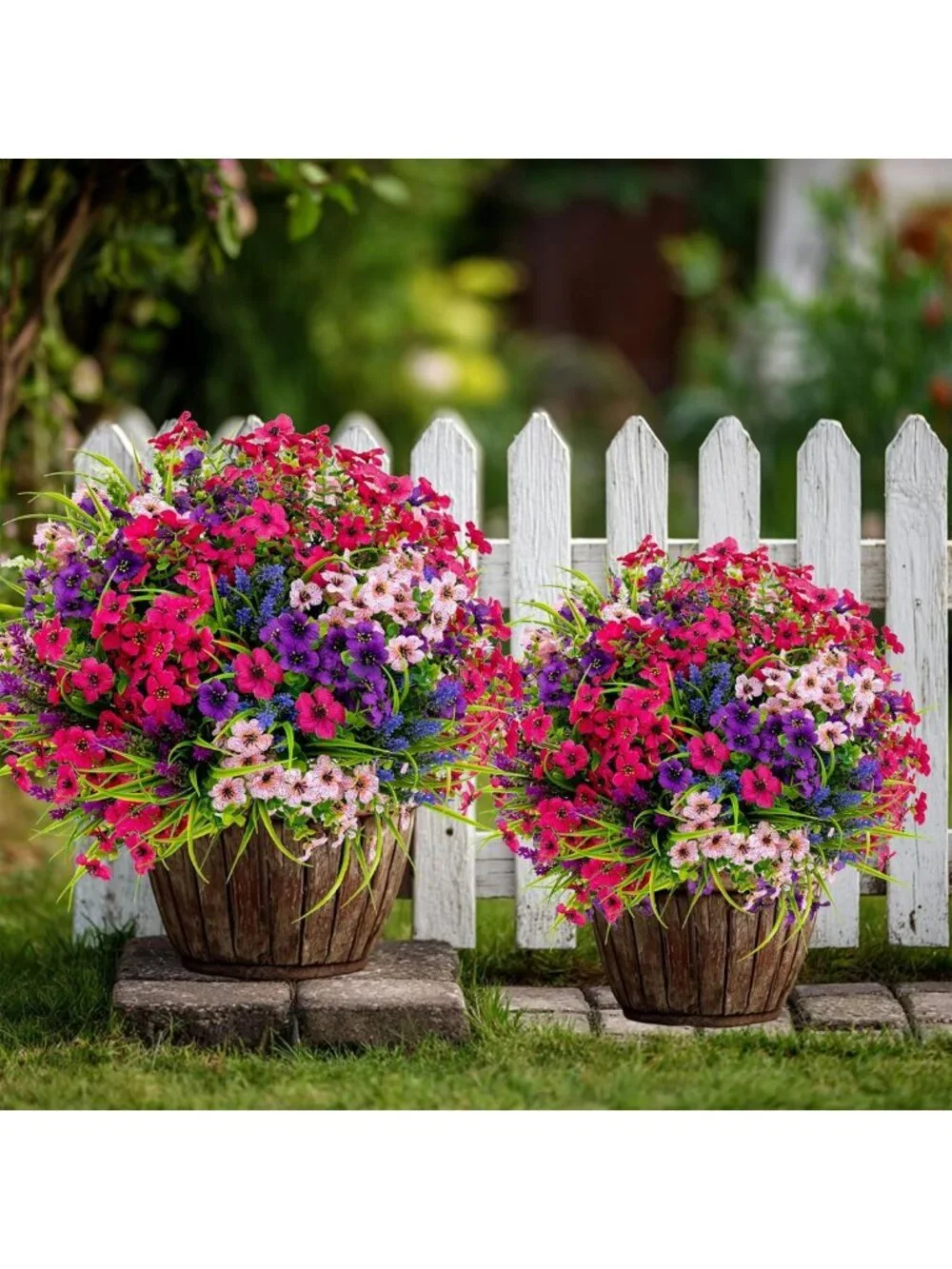 16 Bundles UV Resistant Artificial Flowers - Faux Plants for Garden, Patio